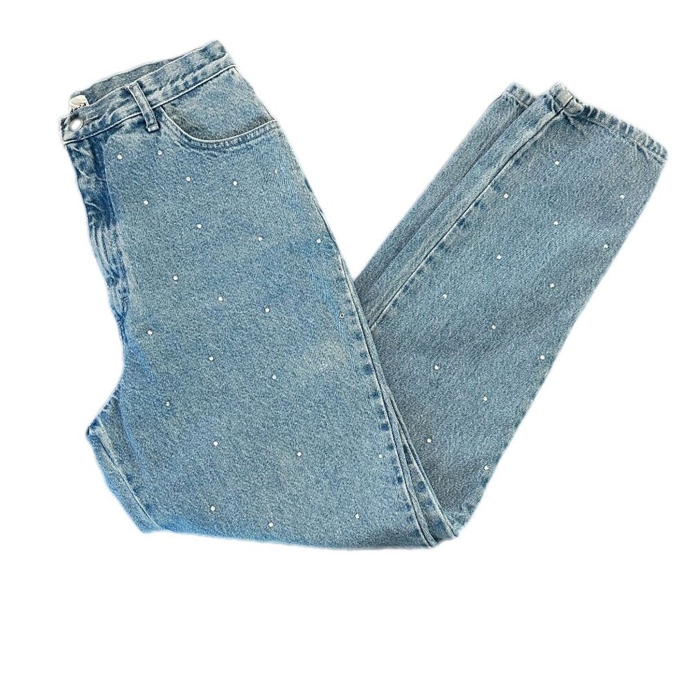 Vintage David David W-30" Rhinestone Studded High-Rise Jeans – Size 16